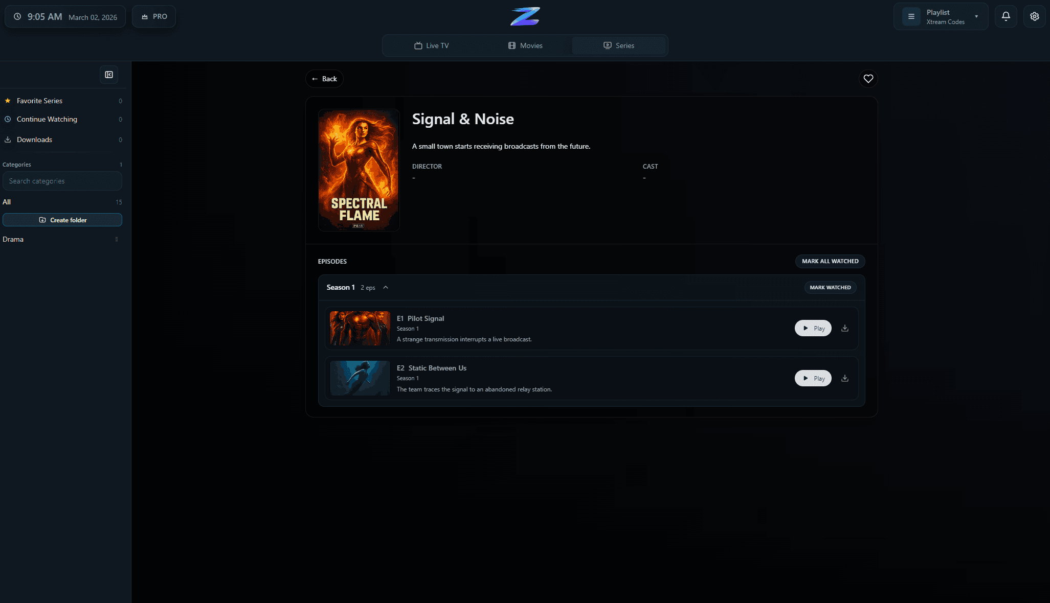 Series seasons and episodes