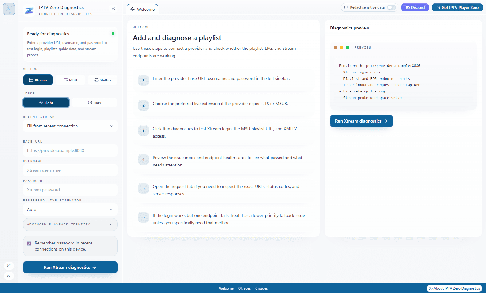 Connect with your Xtream, M3U or Stalker playlist
